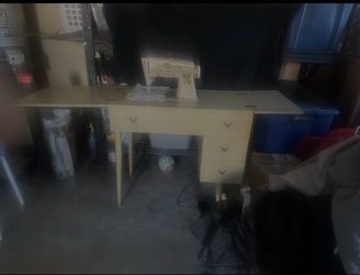 Vintage Sewing Machine with Cabinet Desk
