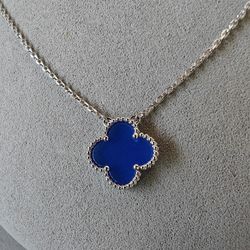 VCA Clover Blue Stone Necklace 