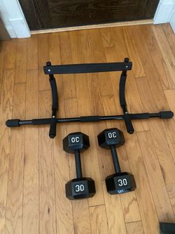 30 lb Dumbbell Pair + Doorway Pull-Up Bar