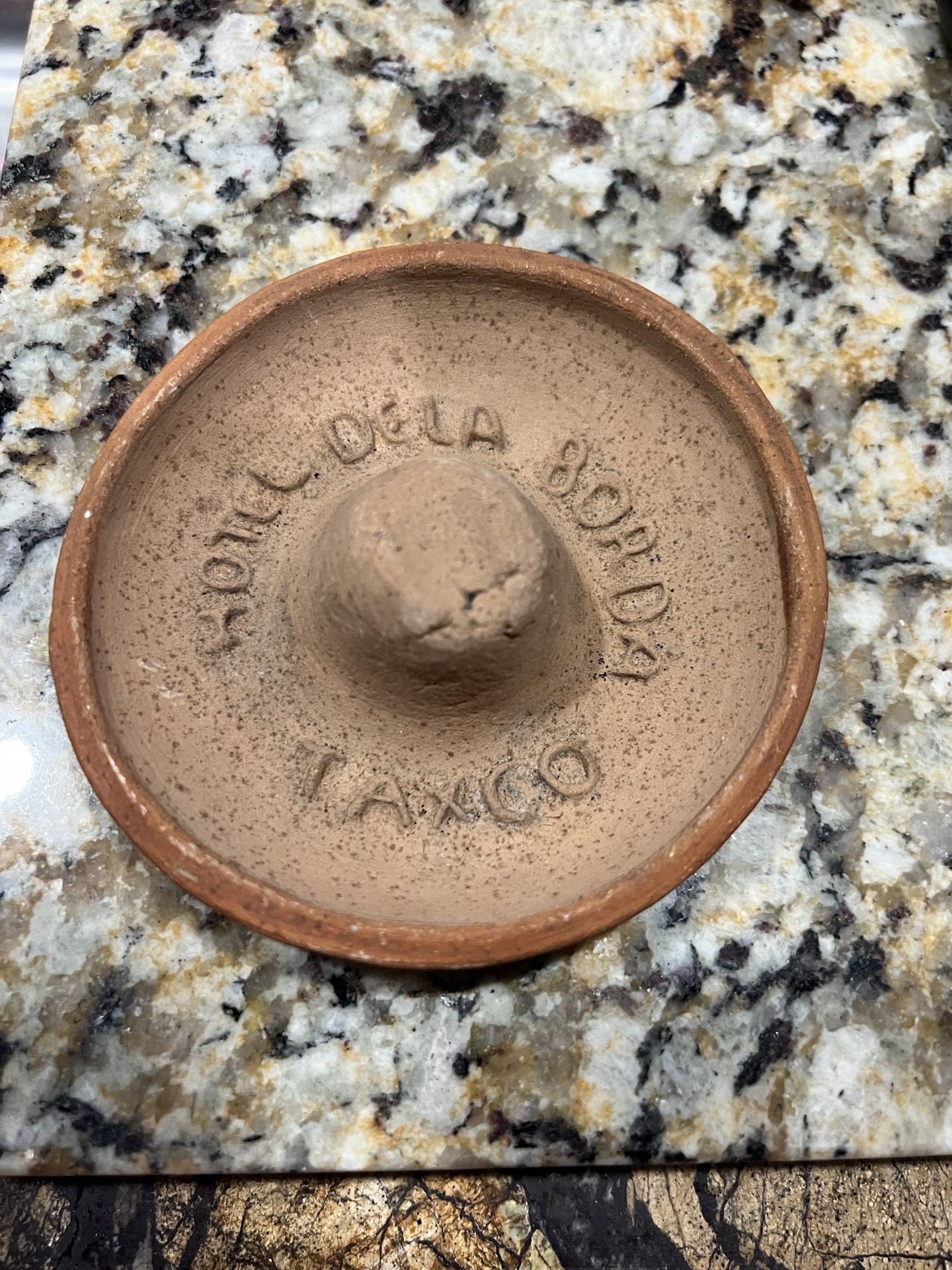 Vintage terra-cotta sombrero from the hotel Dela Borda  Taxco  Mexico