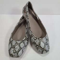 Crocs Kadee Snake Print Ballet Flats Women's Size 10