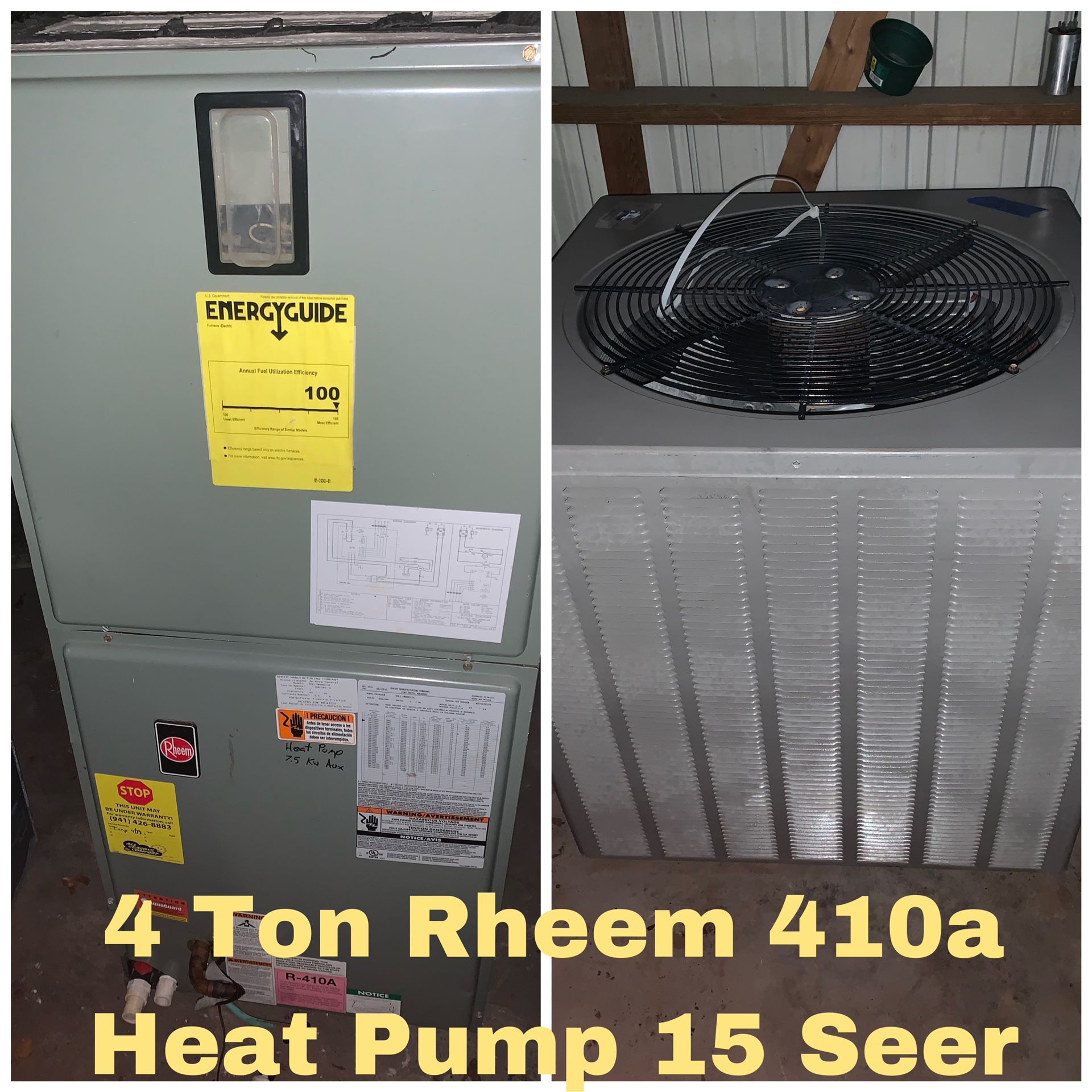 4 Ton Rheem 410A Heat Pump 15 Seer