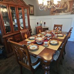 German Cherry Oak Dining Room Set