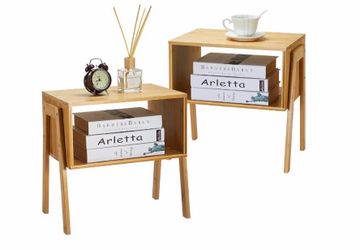 2 set Bamboo stackable nightstands