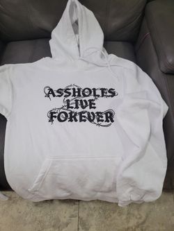 As$holes Live Forever Hoodie Sz Small New White Winter Costume Clothes Jacket
