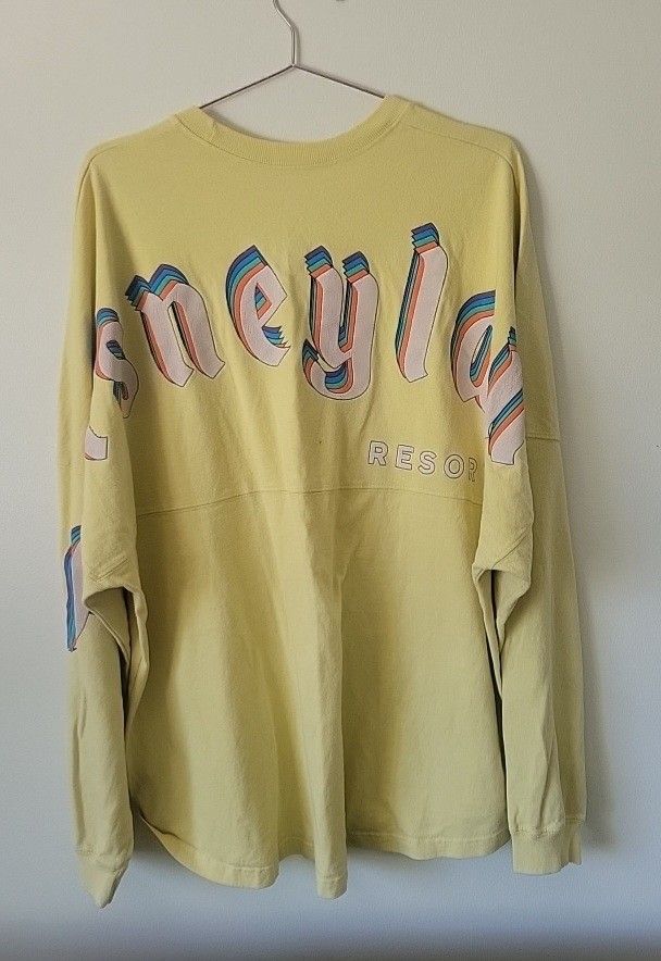 Disney Parks Disneyland Yellow Retro Rainbow Logo Spirit Jersey Adult SIZE XXL