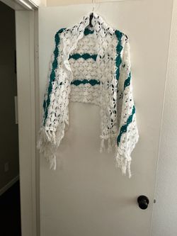 Handmade Crochet Wrap rectangular Shawl with Fringe $40 each