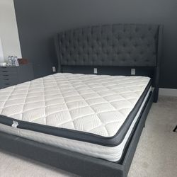 MOVE OUT SALE – King Size Bed Frame + Mattress – Excellent Condition – $650 OBO