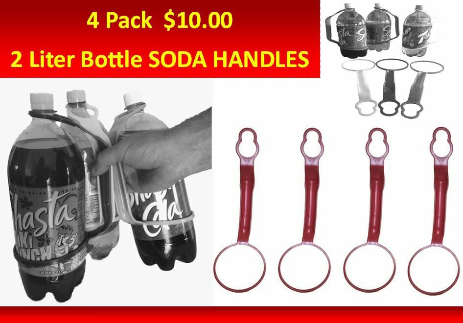 4 pack 2 Liter Soda Bottle Holder Handle EZ Pour Grip