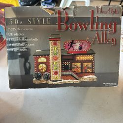 50s Style Fiber Optic Lighted Bowling Alley Village Decor w/ Box Works Light up
