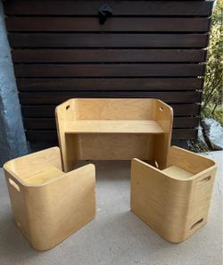 Kids Birch Wood Table and Chair Set