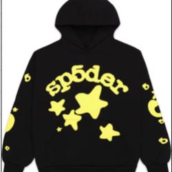 YELLOW AND BLACK SPIDER HOODIE SIZE SMALL