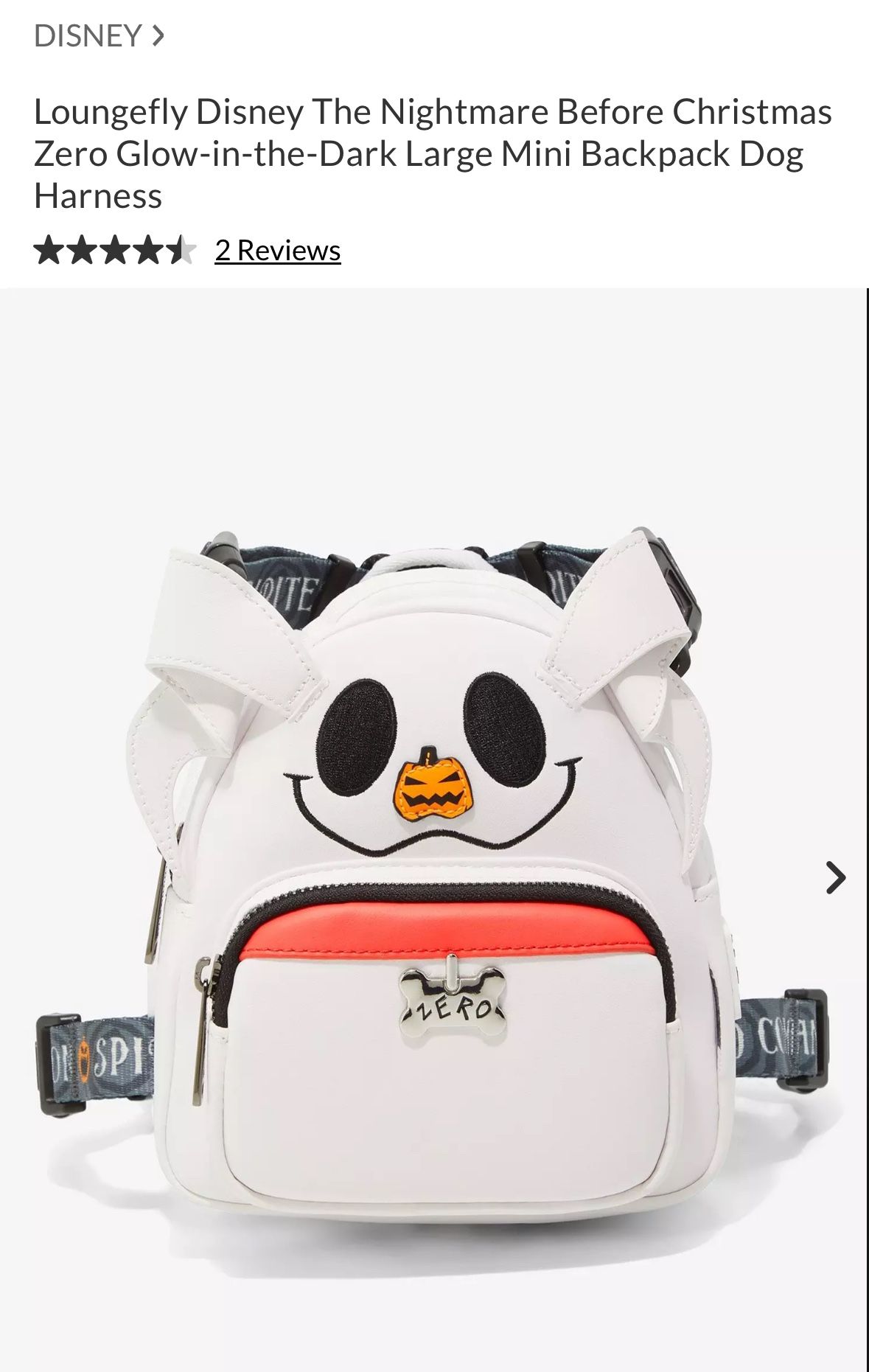 Loungefly Nightmare Before Christmas Zero Backpack Dog Harness – Large Size, Officially Licensed Pet Gear - View #4