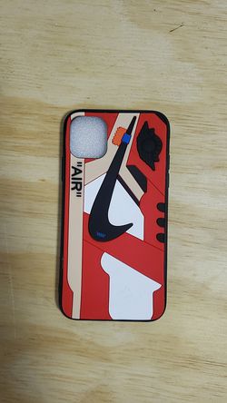 Red Off White Air Jordan1 Shoe Case For iPhone 11 Protective Silicone Case.