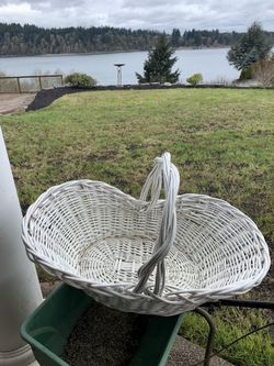 Modern, oversized, wicker white basket