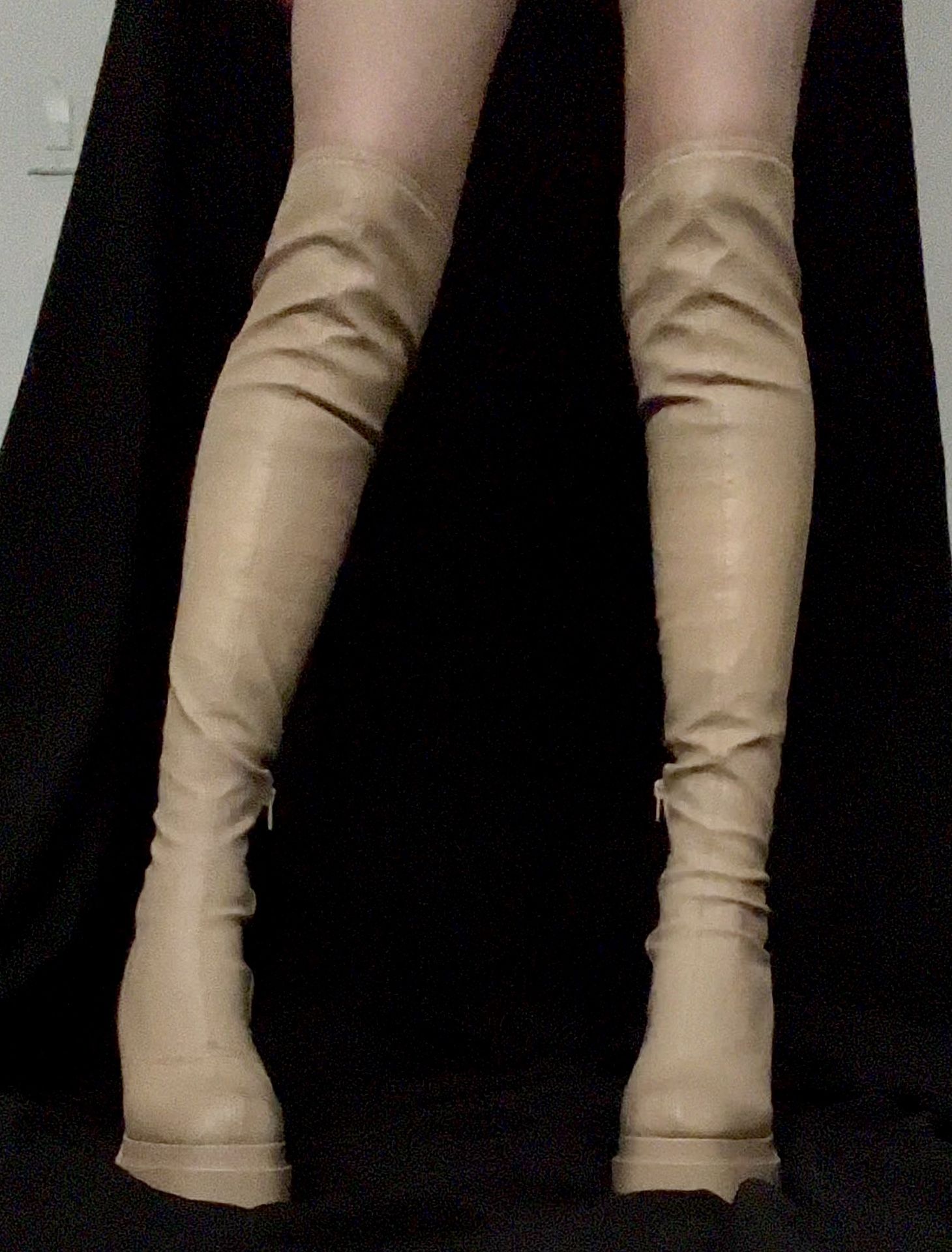 Forever 21* Thigh High Tan Leather Heeled Boots