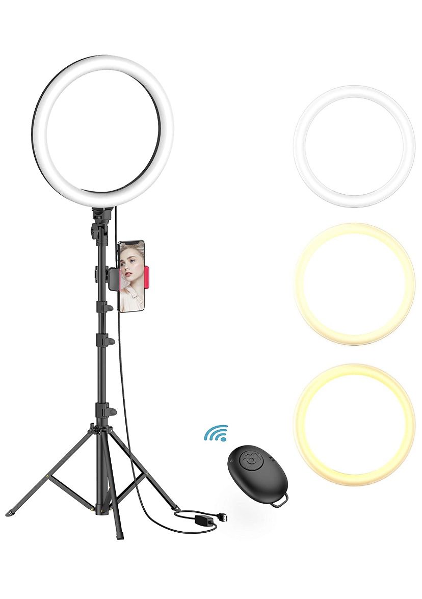 10" Selfie Ring Light with Tripod Stand & Phone Holder for Live Stream/Makeup