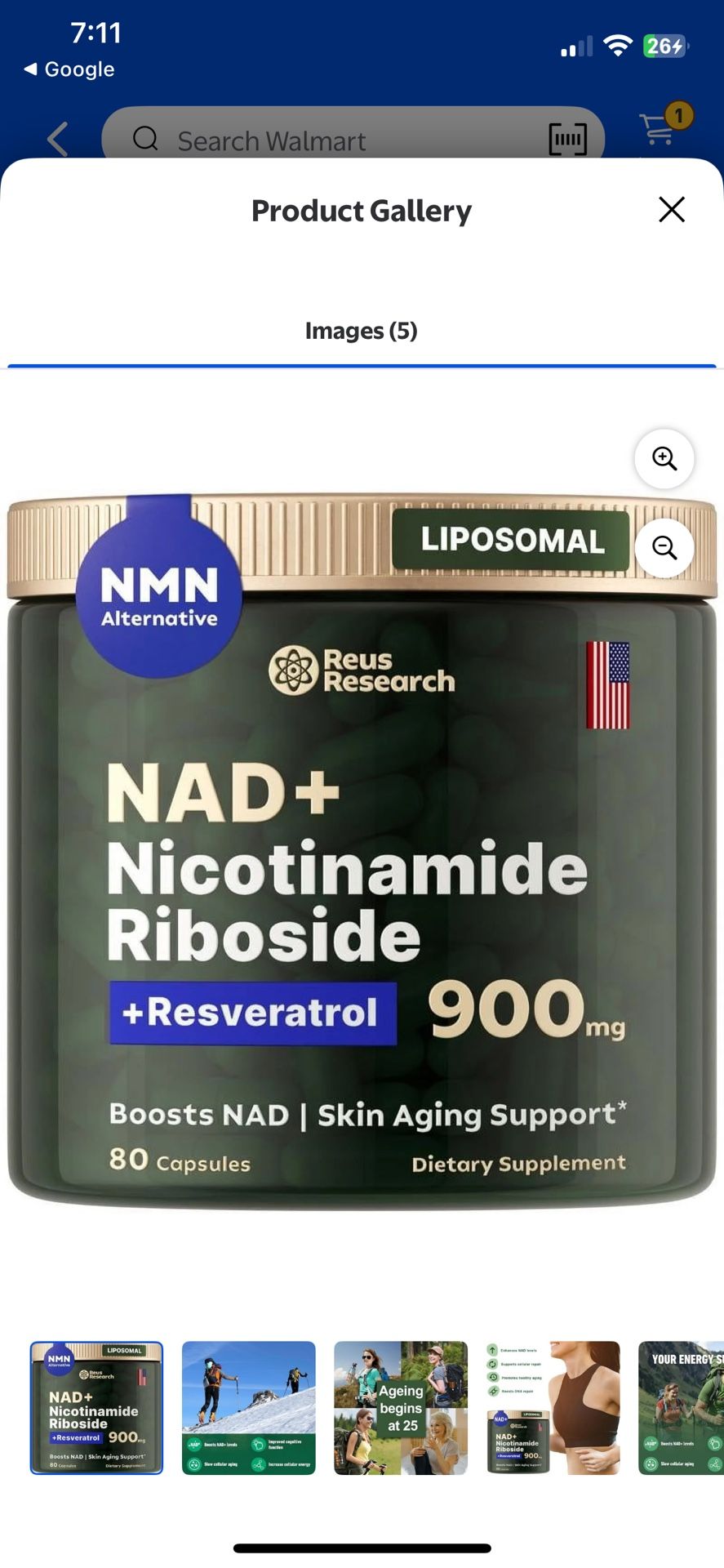 NAD+ Supplement for Anti-Aging Energy Focus & Nicotinamide Riboside Resveratrol