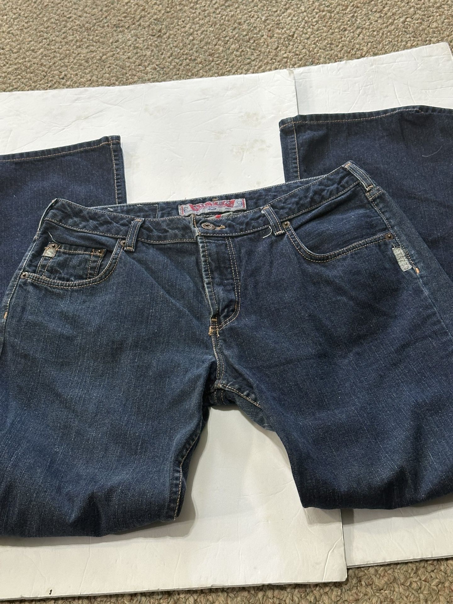 Silver Dark Wash Jeans Unisex Bootcut 100% Cotton 33/32” Great Condition 