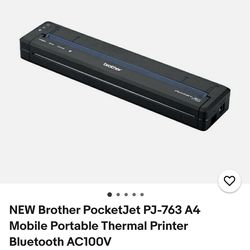 NEW Brother PocketJet PJ-763 A4 Mobile Portable Thermal Printer Bluetooth AC100V