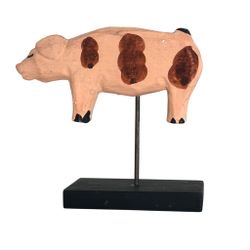 Wood hand painted pig on stand