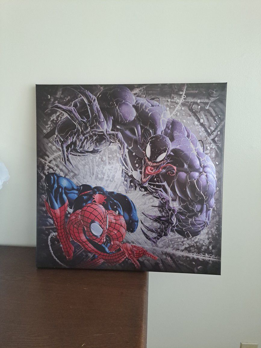 Marvel Canvas Spiderman Vs Venom,  24"×24" Boys Wall Room Decor 
