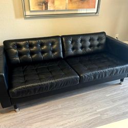 Black Leather Sofa Modern Minimalist