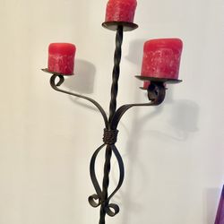   Vintage Standing Iron Candelabra - {Floor Size 58” H x 16”W}