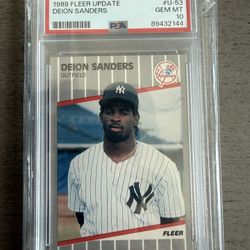 PSA 10 Deion Sanders Rookie Card 1989 Fleer Update #U-53 GEM MT Yankees Prime