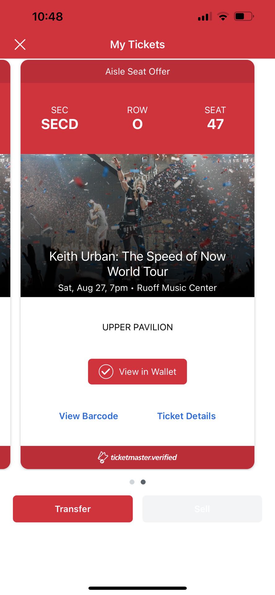 Two Tickets To Keith Urban At Ruoff August 27th