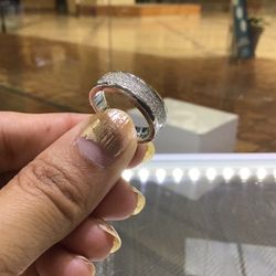 Sterling Silver  Mossenite Diamond Men’s Band Size 8 ..available In Stick..