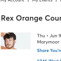 3 FLOOR TICKETS TO XAVIER WULF./REX ORANGE COUNTY TONIGHT 