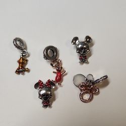 5 Pandora Disney Charms Pooh Bear+Mickey Mouse New 