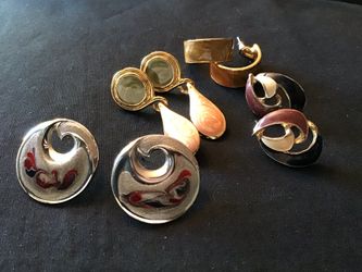 Four Pairs Enamel Earrings