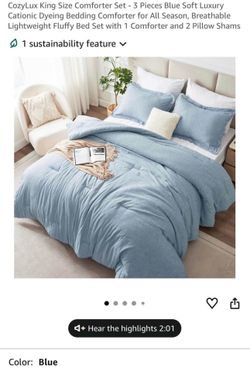 New vacuum sealed King size 3 piece set. Blue comforter with 2 shams