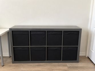 IKEA KALLAX 8-Cube Shelf Unit with DRÖNA Storage Boxes Included