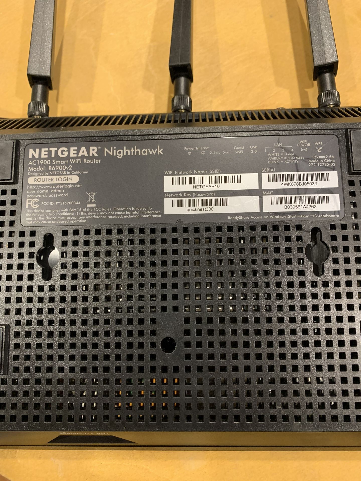 Netgear Nighthawk Router with Power Cord and WAN cable