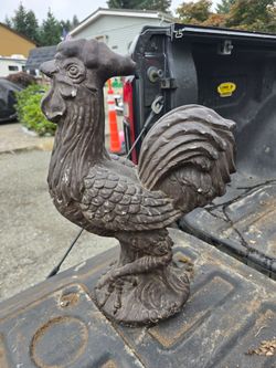 Large Brown Concrete Rooster