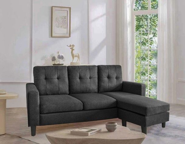 Mellone Black Reversible Chaise Couch Sofa Sectional