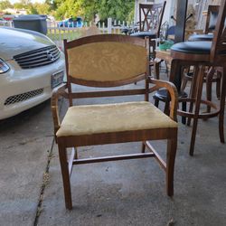 Antique Cherry Wood Boudoir Bedroom Chair 