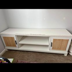 White TV Stand w/ storage 