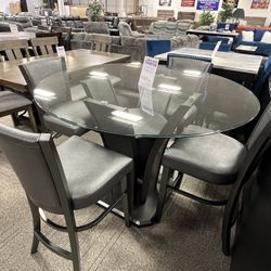 5 Piece Counter Height Glass Dining Set