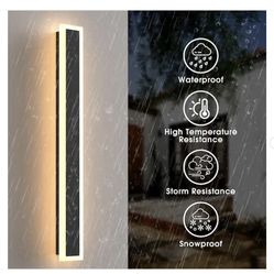 24 in. 1-Light Black Modern Integrated LED Outdoor Wall Light, Waterproof Porch Lantern Sconce