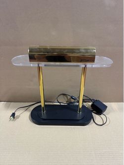 Vintage Postmodern Lucite Brass Desk Lamp – Sonneman Style – Working