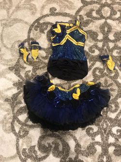 Blue and yellow tap costume