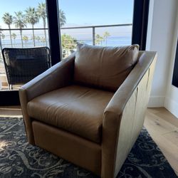 West Elm Leather Swivel Chair