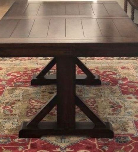 World Market Mahogany Verona Trestle Table with 4 Chairs and Bench