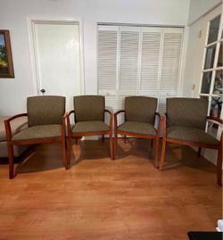 Set of 4 Wood-Framed Upholstered Accent / Office Chairs