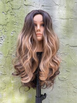 Wavy Fluffy Brown Wig Long Curly length For Black Women and White Womens Wigs
