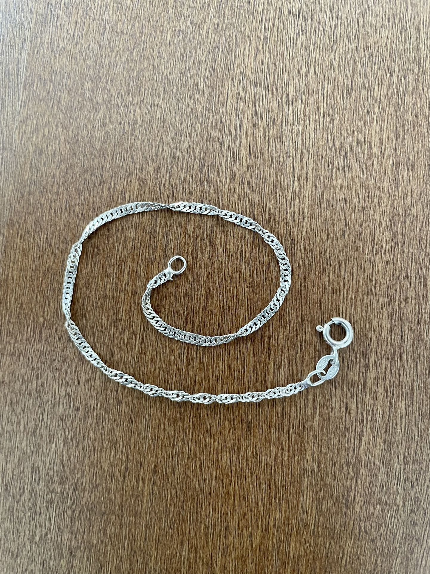 925 Sterling Silver Spiral Chain Bracelet 